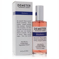 Demeter Blueberry 4 oz cologne spray, clear bottle with refreshing peach liquid, silver cap, and elegant white box with blue label.