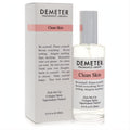 Demeter Clean Skin 4 oz cologne spray in a clear glass bottle and elegant white box with a distinctive pink band.