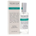 Demeter Grape Leaf 4 oz cologne spray. Clear glass bottle with sleek silver cap and white box, featuring fresh green branding.