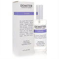 Demeter Lavender 4 oz cologne spray, a captivating floral green fragrance, in a clear glass bottle with a white cap and stylish purple-labeled box.