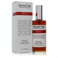 Demeter Mesquite 4 oz unisex cologne spray: clear glass bottle with warm amber liquid, silver cap, beside its crisp white and red box.
