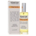 Demeter Orange Cream Pop 4 oz cologne spray. Clear glass bottle with sunny yellow liquid, silver cap, presented with its crisp white and orange box.