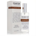 Elegant Demeter Russian Leather 4 oz cologne spray: clear bottle with silver cap, presented with its sleek white and brown box.