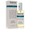 Demeter Vetiver 4 oz cologne spray: a clear glass bottle with golden liquid and a chic white box featuring a teal stripe. Elevate your scent!