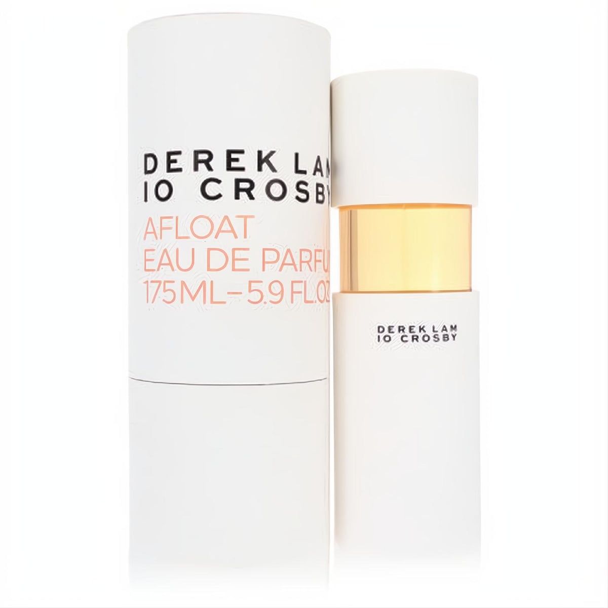 Experience Derek Lam 10 Crosby Afloat 5.9 oz EDP. Modern white bottle, golden liquid, and minimalist packaging.
