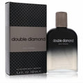 Sophisticated Double Diamond pour homme 3.4 oz EDT spray. Features a sleek black to frosted bottle with a ribbed cap and matching diamond-patterned box.