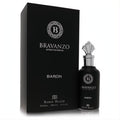 Luxurious Dumont Bravanzo Baron 3.4 oz black extrait de parfum bottle with ornate silver cap and elegant black box.