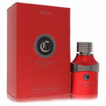 Vibrant red Dumont Celerio Epic 3.4 oz unisex Eau de Parfum bottle with sleek silver cap and matching box featuring the iconic 'C' logo.