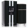 Dunhill Icon Racing men's 3.4 oz EDP: bold black diamond-textured bottle, silver accents, and iconic racing stripe box.