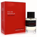 Luxury Frederic Malle Eau De Magnolia 3.4 oz EDT spray in a sleek clear glass bottle with black cap and vibrant red box.