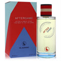 El Ganso After Game 4.2 oz men's EDT. Clear bottle, vibrant red and blue geometric box, stylish striped cap.