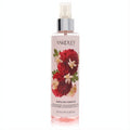 Elegant Yardley London English Dahlia 6.8 oz body mist. Clear bottle, silver sprayer, vibrant red dahlia & white floral label.
