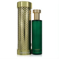Eterniris by Hermetica eau de parfum. Sleek emerald green bottle with a ribbed gold cap and perforated gold cylindrical box.