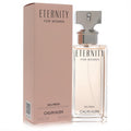 Calvin Klein Eternity Eau Fresh for Women Eau de Parfum, 3.3 oz. Elegant clear bottle, metallic cap, soft peach box.