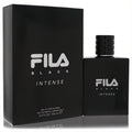 Experience Fila Black Intense 3.4 oz men's EDP. Bold black bottle & box, modern design, iconic white Fila branding.