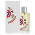 Discover Fils De Dieu 3.4 oz unisex EDP. Clear glass bottle, silver cap, and white box with iconic red, white, blue branding.