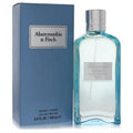Abercrombie & Fitch First Instinct Blue 3.4 oz women's EDP. Elegant light blue glass bottle with silver cap and sleek matching blue box.