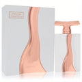 Stunning Fleur De Orientica EDP. White bottle with a captivating rose gold metallic wave and T-shaped cap, next to its elegant matching box.