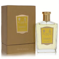 Floris Bergamotto Di Positano 3.4 oz EDP. Clear glass bottle, elegant gold cap, and luxurious textured gold box.