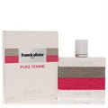 Franck Olivier Pure Femme 3.4 oz EDP spray: elegant cream bottle with vibrant pink woven band, wood-look cap, and matching box.