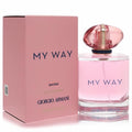 Giorgio Armani My Way Nectar 3 oz Eau De Parfum. Clear bottle with radiant pink liquid, unique pink cap, and elegant matching box.