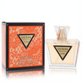 Guess Seductive Flirt 2.5 oz EDT in a chic clear bottle with gold sprayer and a vibrant orange lace-patterned box.