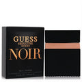 Guess Seductive Homme Noir 3.4 oz EDT. Sleek black bottle with bronze Guess band, next to its elegant black and gold box.