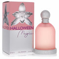 Enchanting Halloween Magic 3.4 oz women's perfume. Frosted pink glass bottle, silver cap, and elegant orchid-print box.