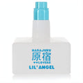 Harajuku Lovers Lil' Angel 1.7 oz perfume. Frosted white bottle with vibrant blue cap and branding.