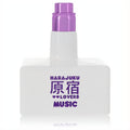 Harajuku Lovers Pop Electric Music women's perfume. White bottle with a vibrant purple sprayer and "HARAKUJU 原宿 ♥♥ LOVERS MUSIC" branding.