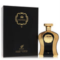 Afnan Her Highness Black 3.4 oz women's EDP. Luxurious black and gold bottle, regal crown design, with matching box.