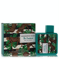 Vibrant Mandarina Duck Into The Jungle 3.4 oz unisex EDT spray. Teal bottle and box feature a bold leopard and leaf pattern.