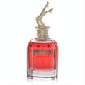 Jean Paul Gaultier So Scandal! 2.7 oz EDP tester. Daring clear glass bottle, vibrant pink fragrance, and iconic gold high-heel leg cap.