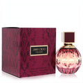 Stunning Jimmy Choo Fever 1.3 oz Eau De Parfum. Elegant pink textured glass bottle, dark red cap, and luxurious embossed box.