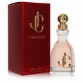 Jimmy Choo I Want Choo 2 oz Eau De Parfum. Clear glass bottle with pink fragrance, gold JC logo, and a luxurious red textured box.