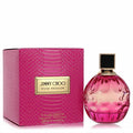 Jimmy Choo Rose Passion 3.3 oz EDP in a stunning pink faceted bottle with a chic black cap and matching snakeskin box.