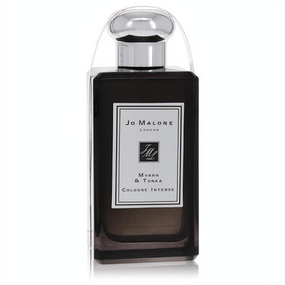 Experience Jo Malone Myrrh & Tonka 3.4 oz unisex cologne in a sleek dark glass bottle with a gleaming silver cap.