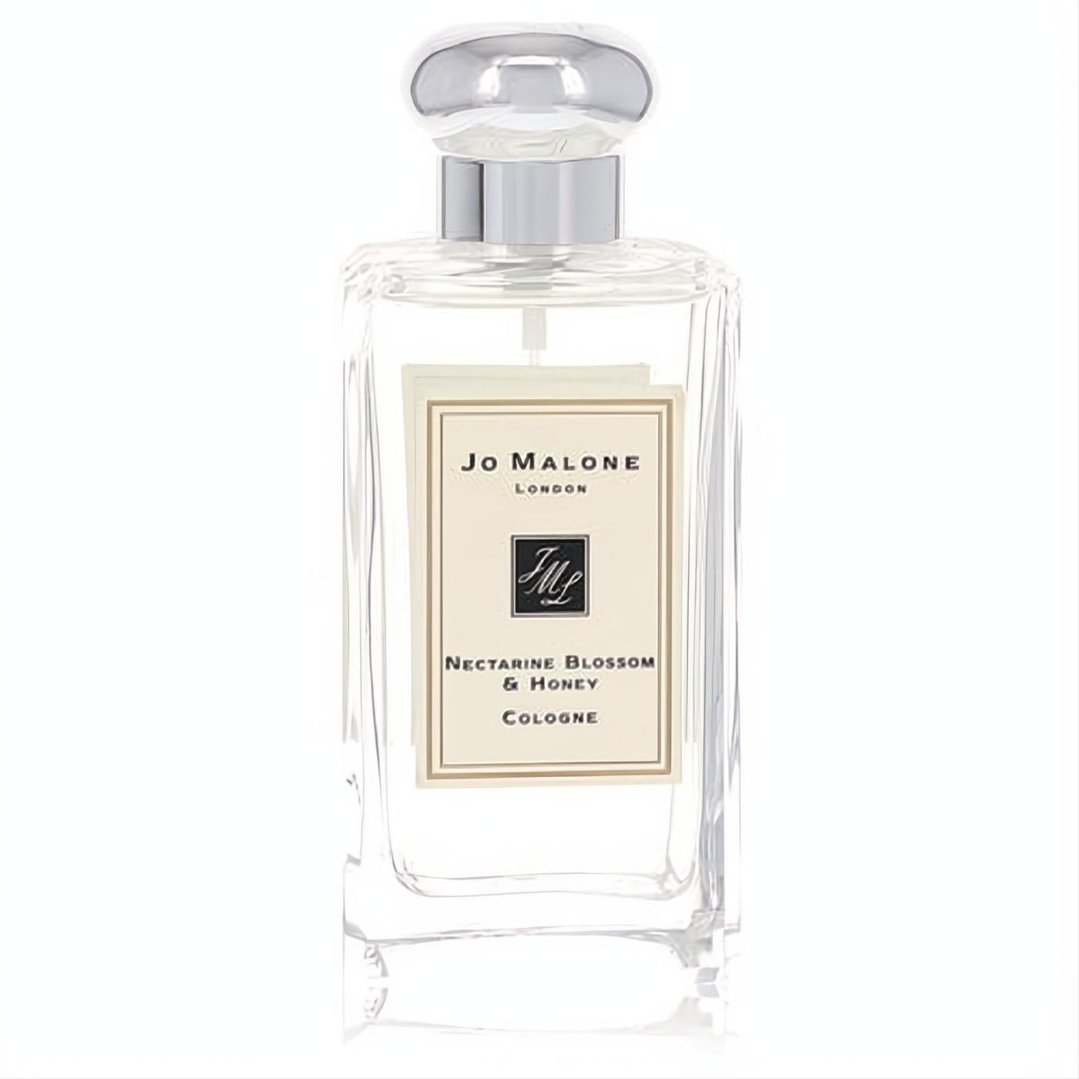 Experience Jo Malone Nectarine Blossom & Honey in its iconic clear glass bottle with a polished silver dome cap.