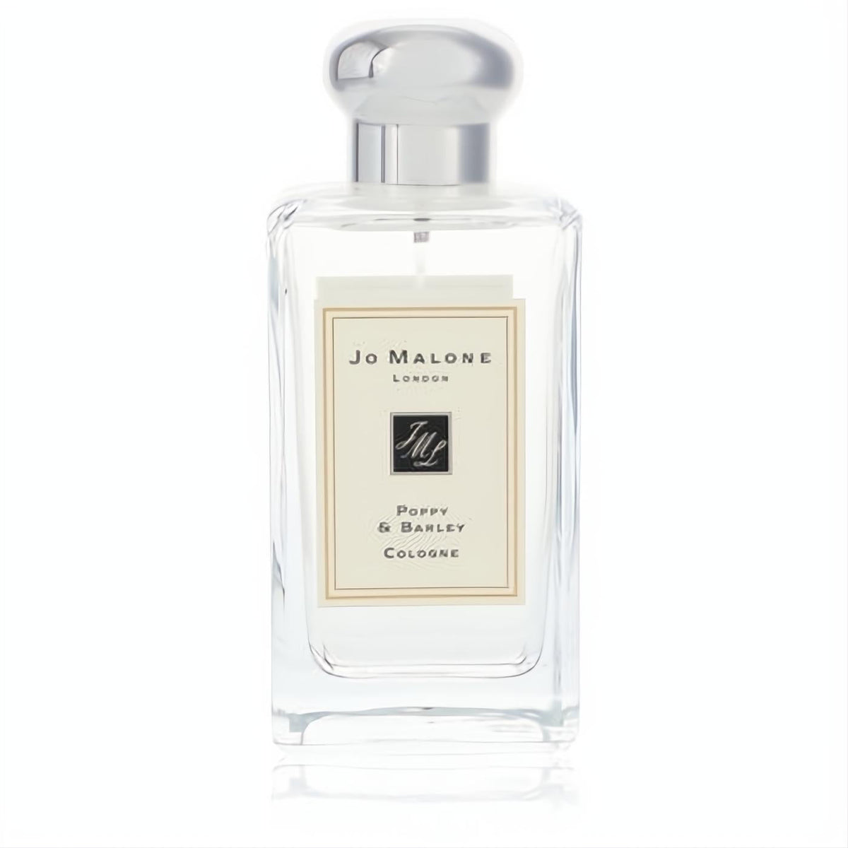 Jo Malone Poppy & Barley 3.4 oz unisex cologne in a sleek clear glass bottle with a polished silver cap and elegant label.