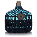 John Varvatos Artisan Blu men's 4.2 oz EDT spray. Unique light blue bottle with intricate dark blue woven netting and bronze JV tag.