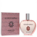 Judith Ripka Runway Rose 3.4 oz EDP. Pink glass bottle with ornate silver and rose jeweled emblem, beside matching textured box.