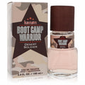 Kanon Boot Camp Warrior Desert Soldier 3.4 oz EDT. Clear bottle with light pink liquid, rugged dark brown cap, and matching camo box.