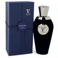 Kashimire V Canto unisex extrait de parfum. Elegant black velvet bottle with silver cap and matching deep blue presentation box.