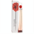 Kenzo Flower L'absolue 3.4 oz women's EDP. Elegant clear bottle with red poppy cap, next to its iconic white floral box.