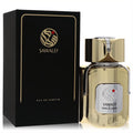 Dazzling gold Sawalef Kohl Al Ayoun 2.7 oz unisex Eau De Parfum spray bottle with ornate cap and sleek black box.