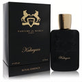 Experience Kuhuyan by Parfums de Marly 4.2 oz EDP. Luxurious black bottle and box with gold horse logo and elegant script.
