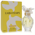 Elegant Nina Ricci L'Air Du Temps 1.7 oz EDT spray. Features a clear spiral glass bottle, iconic frosted bird cap, and vibrant yellow box.