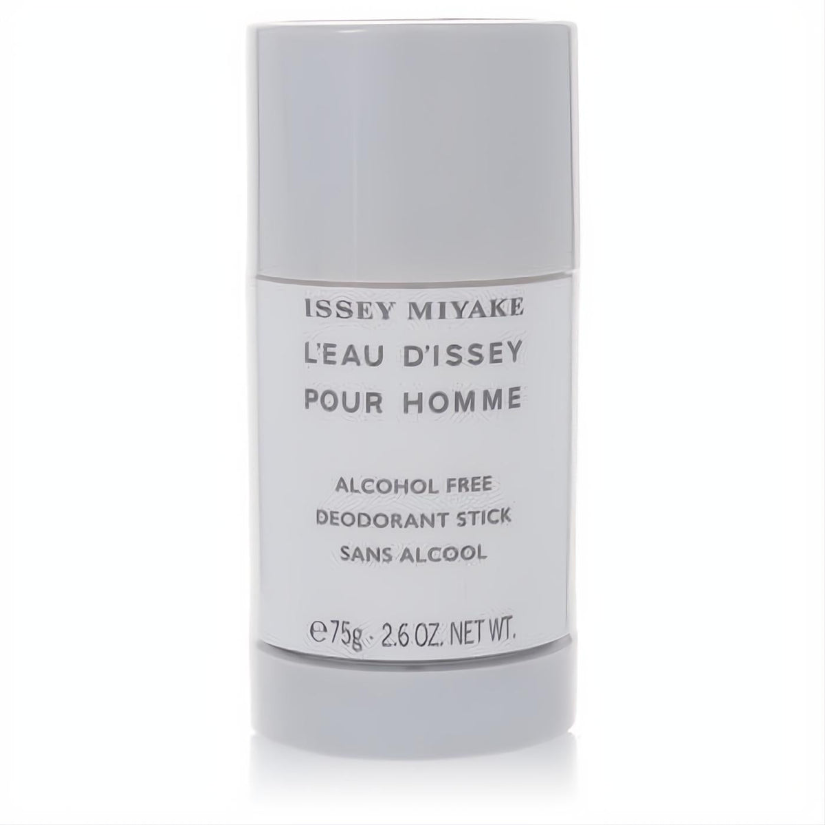 Sleek Issey Miyake L'Eau D'Issey Pour Homme 2.6 oz alcohol-free deodorant stick. Modern light gray design for lasting freshness.