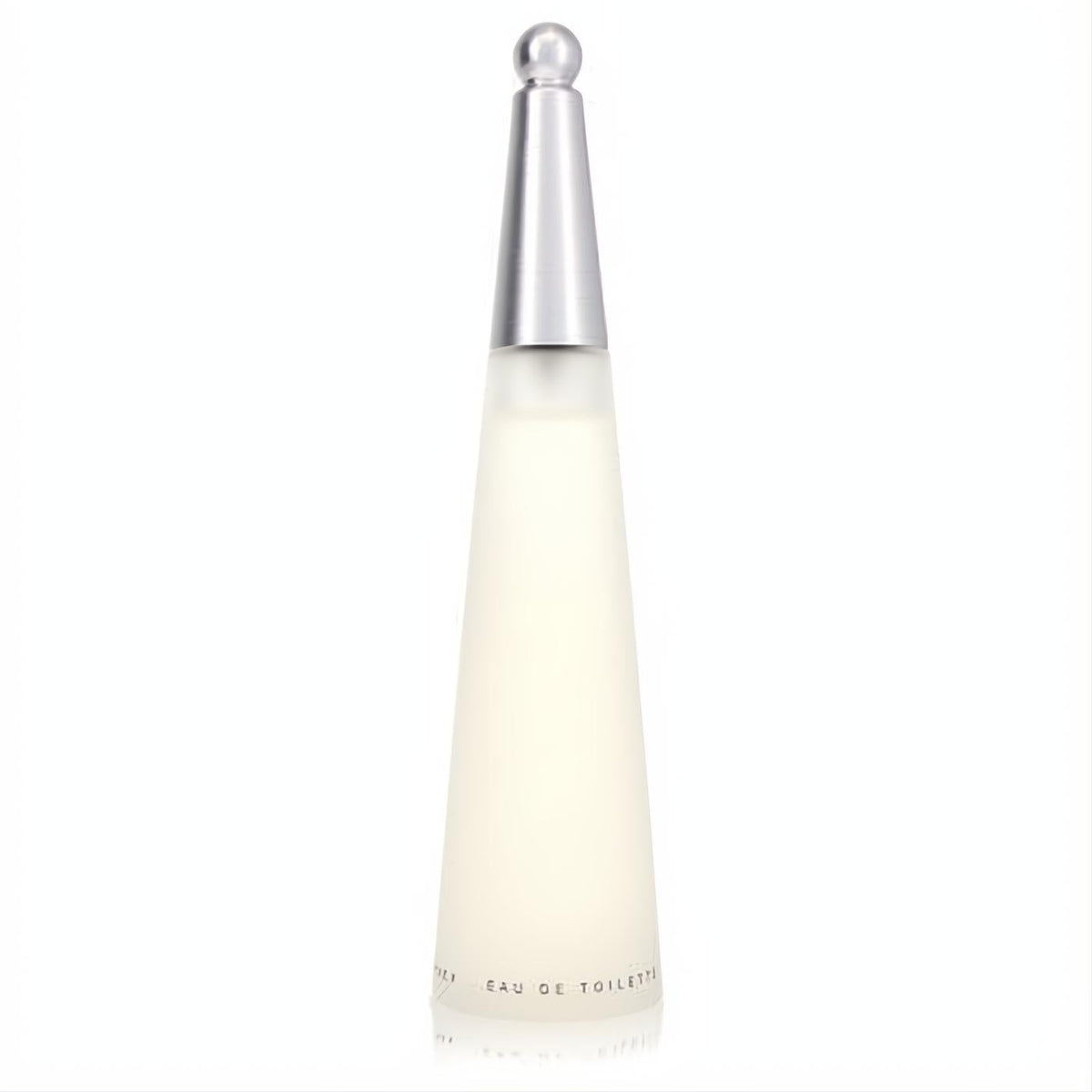 Elevate your senses with L'EAU D'ISSEY Issey Miyake 3.3 oz EDT. Frosted white glass, sleek silver cap. Aquatic floral fragrance.