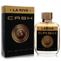 La Rive Cash men's Eau De Toilette. Sleek black and gold bottle and box with a distinctive safe dial design.